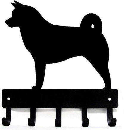 Akita Dog Key Rack & Leash Hanger - 9 inch Wide/6 inch Wide Metal Wall Art