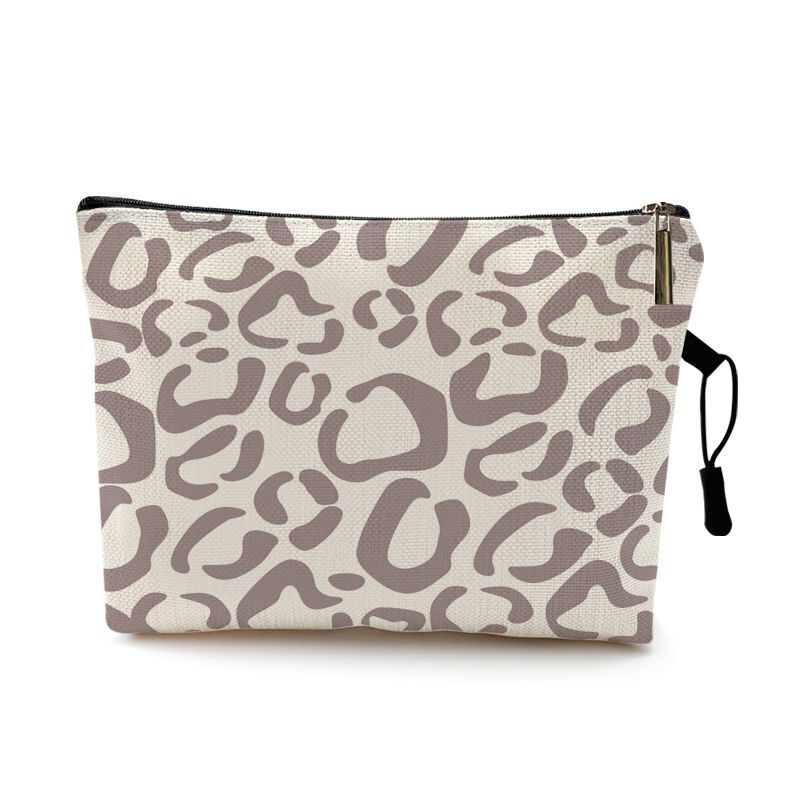 Water Resistant Makeup Bag Zebra Stripe Brown Pink Leopard Print Cosmetic Purse