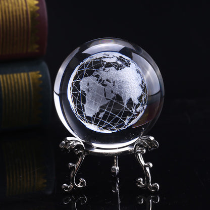 60mm 3D Crystal Earth Ball Glass Laser Engraved Miniature Earth Model Sphere