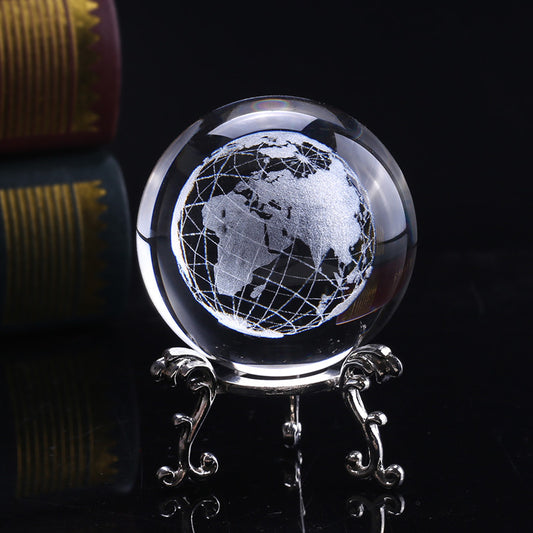 60mm 3D Crystal Earth Ball Glass Laser Engraved Miniature Earth Model Sphere