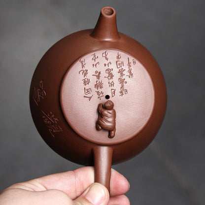 Hand Carved Tea Pot 9 Infuser Holes Original Ore Purple Grit Pot Handmade 240ml