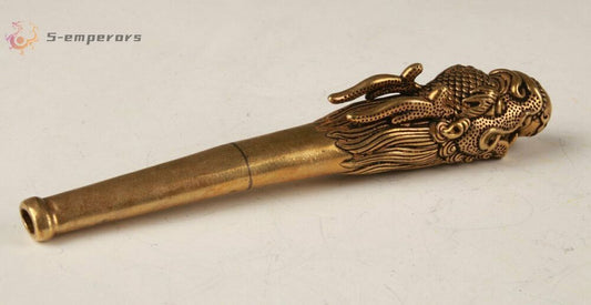 COLLECTION BRASS HAND-CARVED DRAGON STATUE OLD SMOKING TOOL Statues