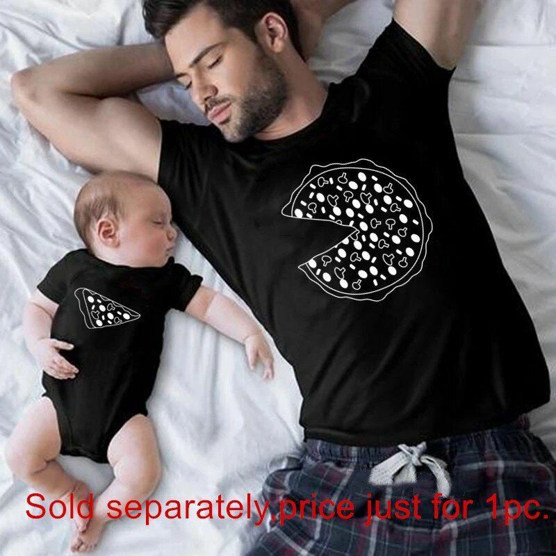 Matching Clothes Pizza T-shirts Cotton Family Father Mother Daughter Romper Baby
