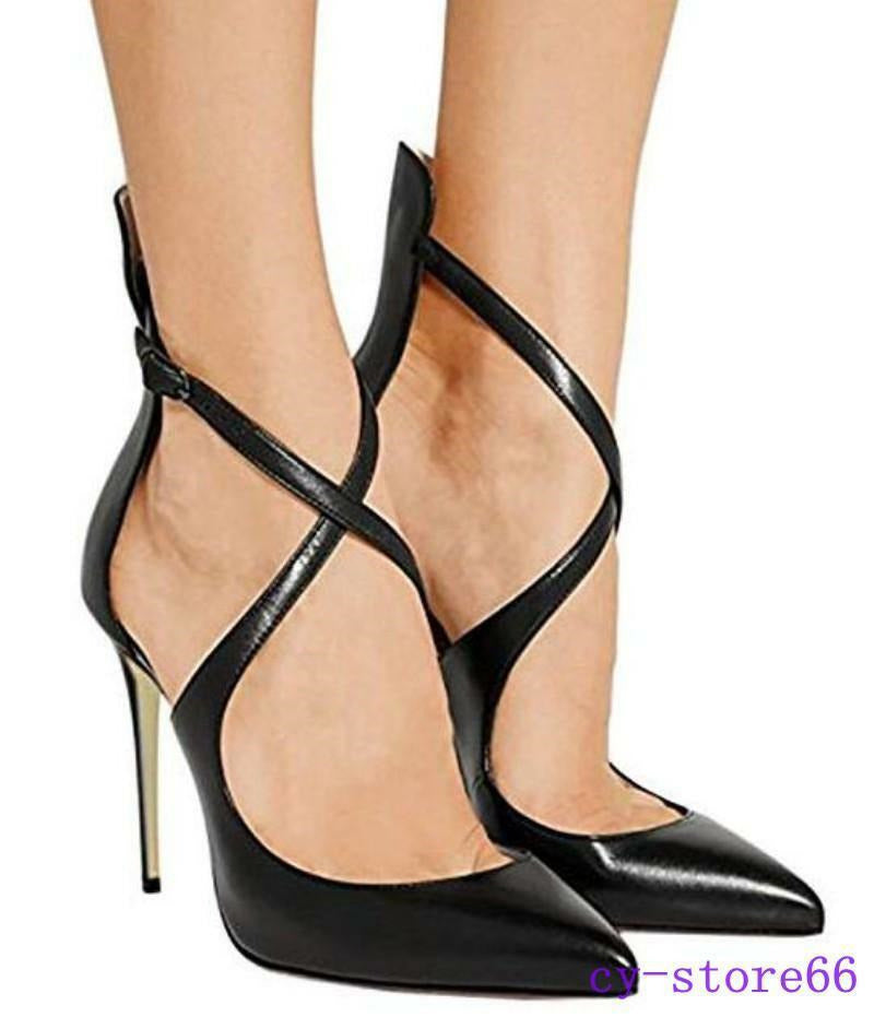 Womens Sexy Pumps Crose Strap Strappy High Heels Pointed Toe Sandals US4.5-11.5