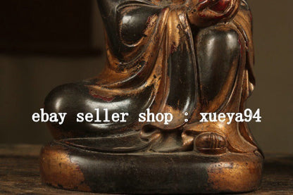 8.6" Old Chinese Dynasty Bronze Gilt Arhat Damo Bodhidharma Dharma Buddha Statue