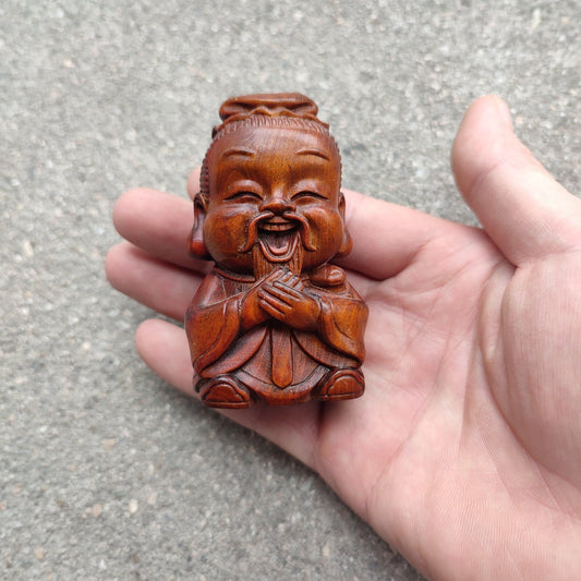 Vintage Wooden Christmas Ornaments Statue Figurine Boxwood Carving Children Gift