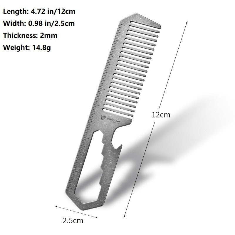 Titanium Hair Beared Comb Anti Static Pocket Multi Tool Bottle Opener Wrench EDC