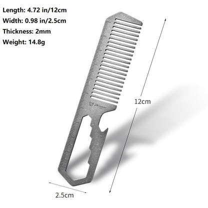 Titanium Hair Beared Comb Anti Static Pocket Multi Tool Bottle Opener Wrench EDC