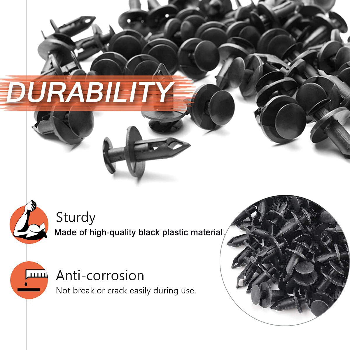 120PCS 8mm Bumper Clips Retainer Auto Car Plastic Rivets Fastener Fender Push