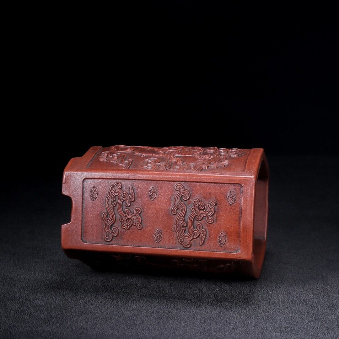 Chinese Yixing Zisha Clay Handmade Exquisite pen holder（笔筒 底款：铁画轩）