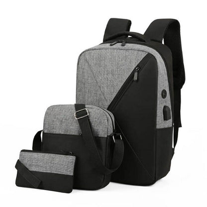 Outdoor Travel Bags 3 Pcs / Set Men's Business Oxford Backpack Leisure Schoolbag