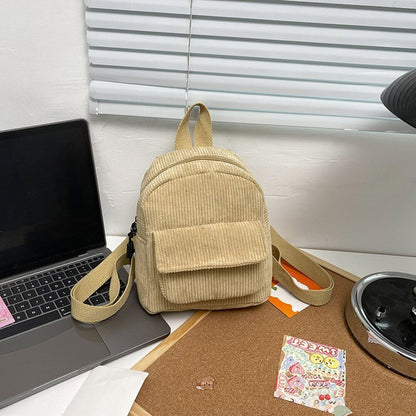 Fashion Women Backpack Corduroy Small Student Bookbag Traveling 19*19*9CM Square