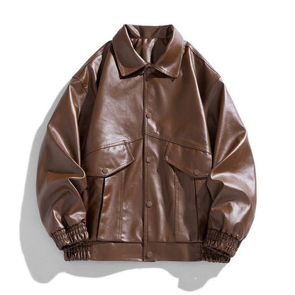 Men's PU Jacket Korean Style Casual Leather Coat
