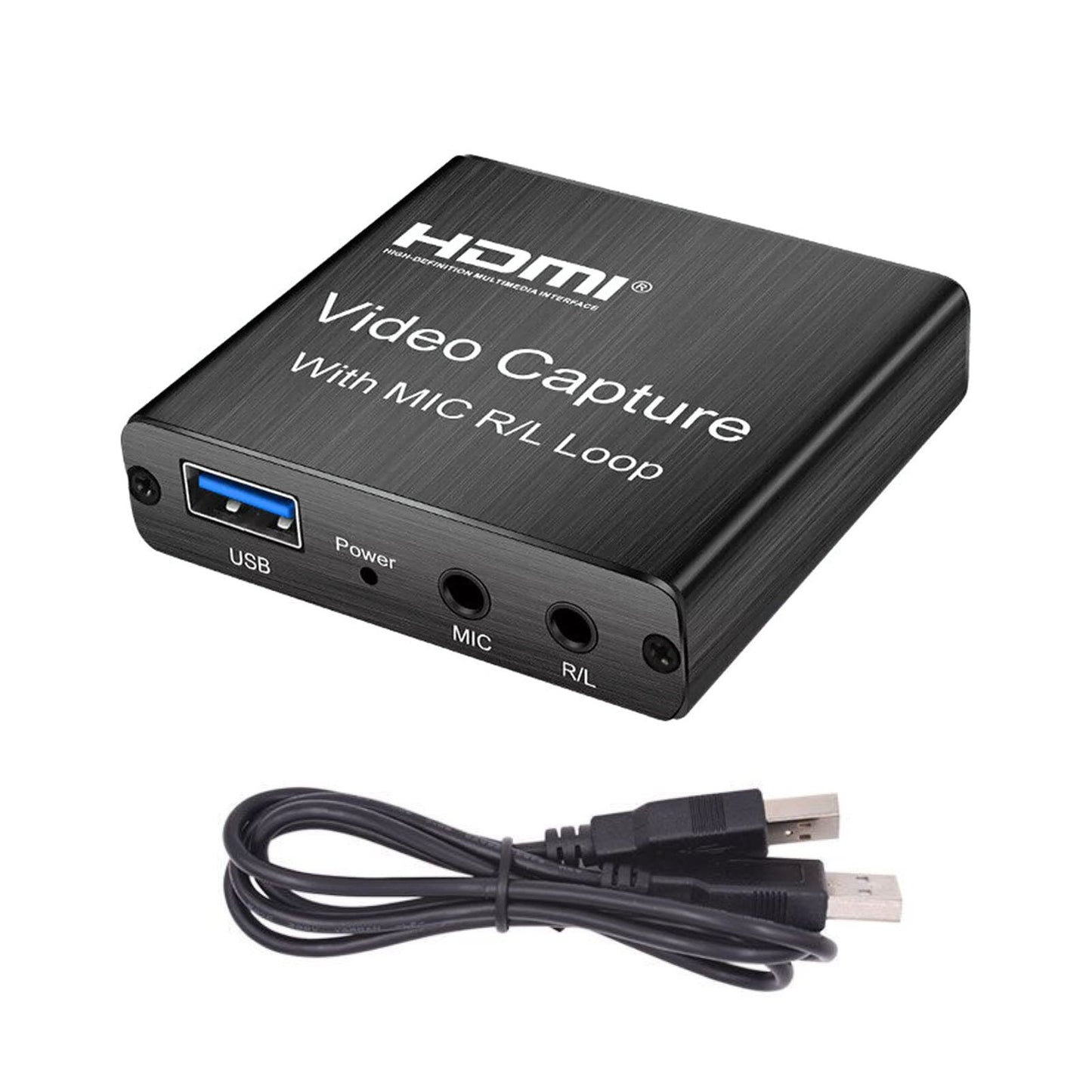 1080P Video Capture Card 4K Screen Record Game Streamer Device MIC R/L Loop