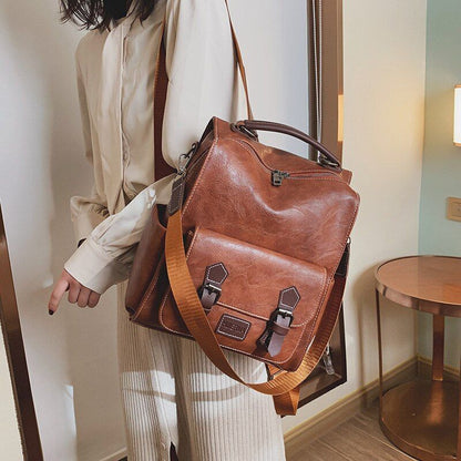 Women Backpack Vintage Synthetic Leather Travel Bag Retro Student Bag 26*15*32CM