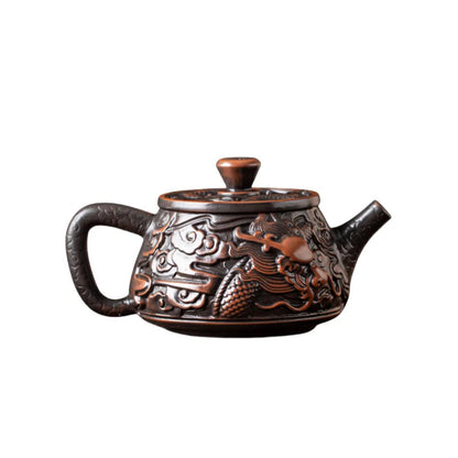 Purple Pottery Teapot Carve Teapot Single Teapot Tea Making Device Tea Sets
