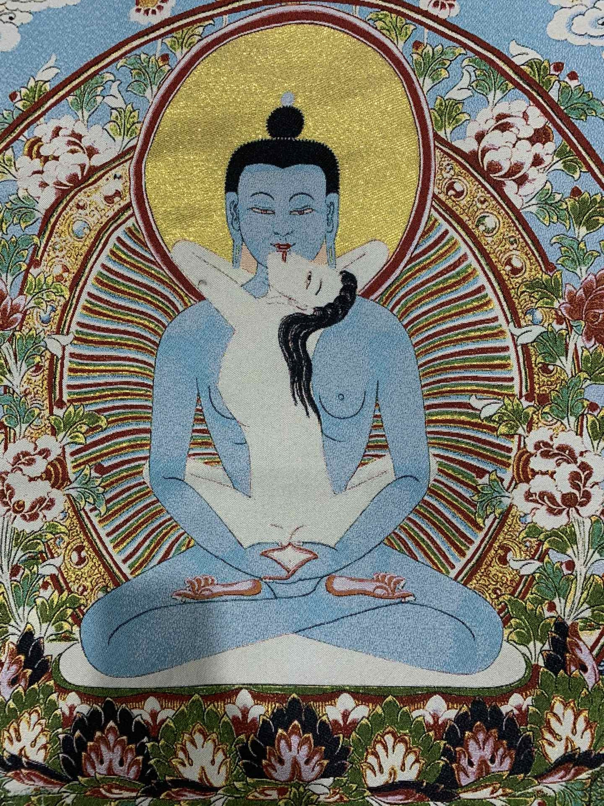 36" Tibet Tibetan Cloth Silk Samantabhadra Kuntuzangpo Adibuddha Tangka Thangka
