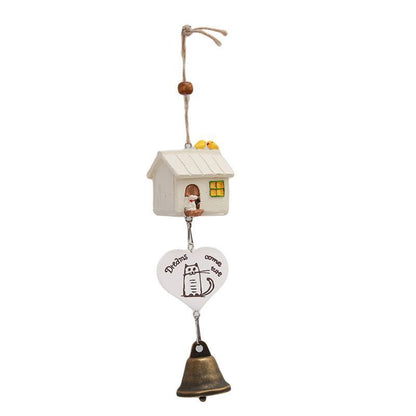 Home Garden Ornaments Resin Metal Bird House Cage Wind Chimes Baby Children Gift