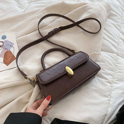 Small Top Handle Crossbody Bags Women Winter PU Leather Handbag Bag