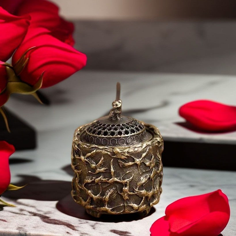 Alloy Crane Incense Burner Vintage Bronze Censer Desktop Ornament Craft
