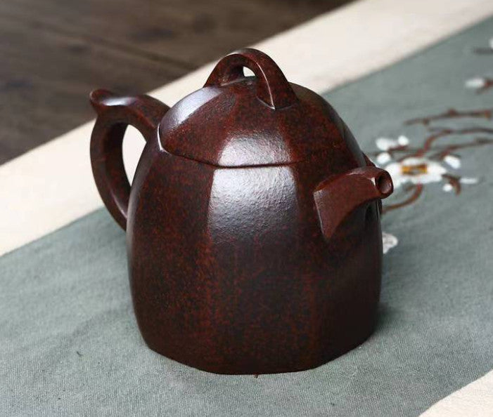 4.7" Chinese Yixing Zisha Pottery Old Purple Clay 260CC Dragon Six Sides Teapot