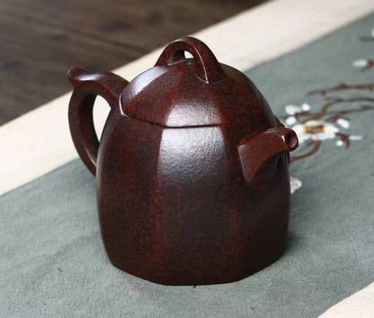 4.7" Chinese Yixing Zisha Pottery Old Purple Clay 260CC Dragon Six Sides Teapot