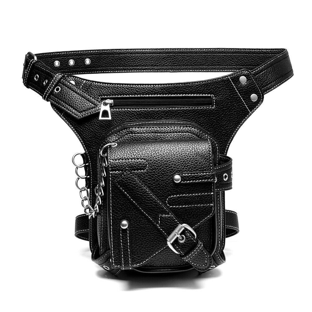 Lady's Leather Leg Drop Belt Bag Punk Rock Motorcycle Thigh Hip Waist Fanny Pack