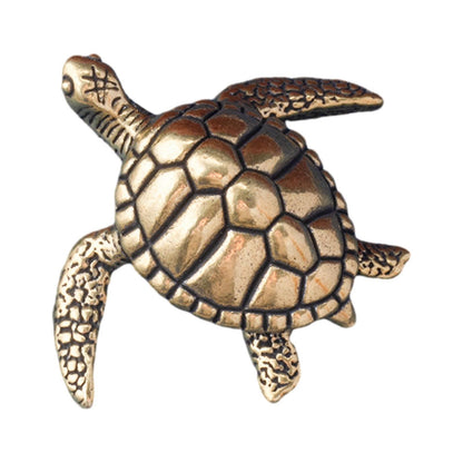 Brass Sea Turtle Statue Mini Tea Pet Figurine Cute Decoration for Bedroom