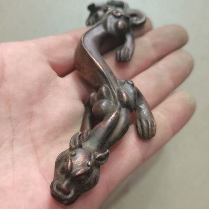 Chinese Bronze Dragon Figure Statue Collectable Netsuke Gift Tea Pet Gift