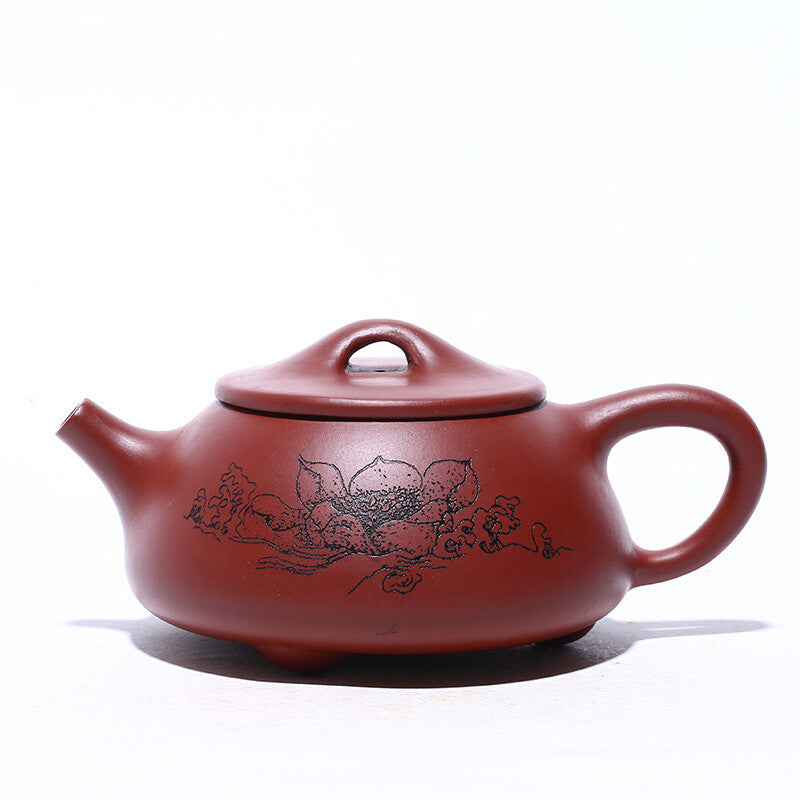 China Yixing Zisha Potteryclovershrub Clay Handmade 200cc Lotus Flower Teapot