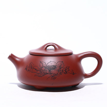 China Yixing Zisha Potteryclovershrub Clay Handmade 200cc Lotus Flower Teapot