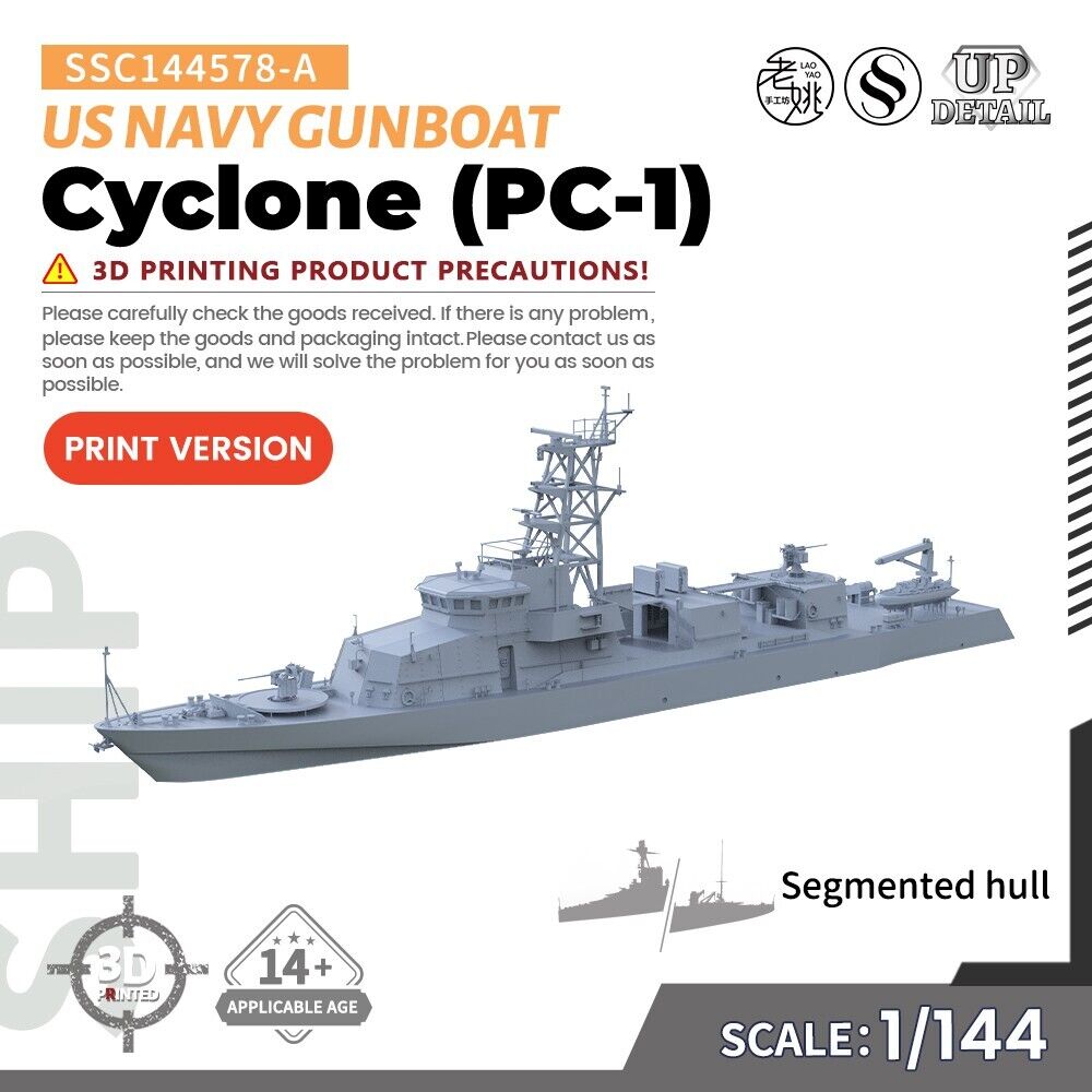 SSMODEL SSC144578-A 1/144 Military Model Kit US Navy Cyclone (PC-1) Gunboat