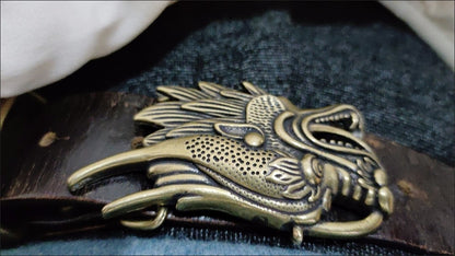 Pure Copper Retro Dragon Head Belt Buckle 36mm Inner Width Fit 34-35mm Belt