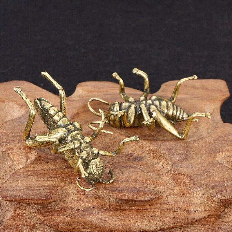 2pcs Brass Cricket Figurine Statue Insect Animal Figurines Toys House Decoration