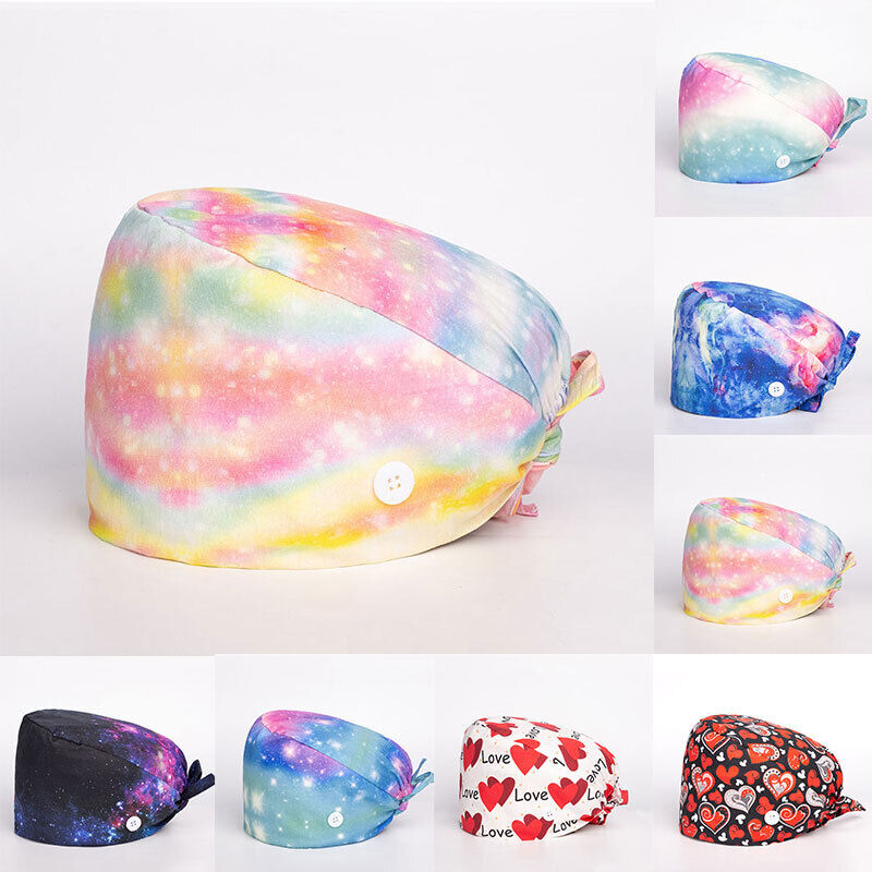 Surgical Cap Baotou Cap Fashion Floral Nurse Doctor Hat Buckle Classic Printing