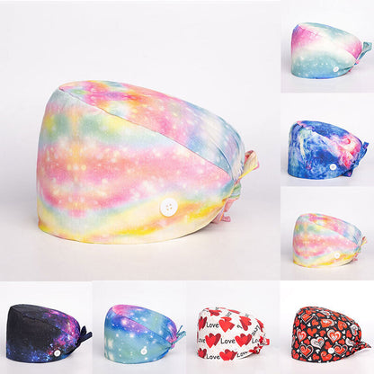 Surgical Cap Baotou Cap Fashion Floral Nurse Doctor Hat Buckle Classic Printing