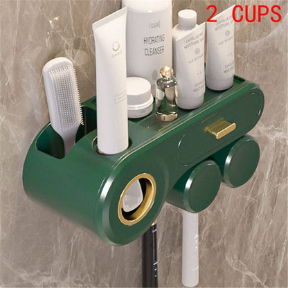 Wall Mounted Toothbrush Holder with Toothpaste Dispenser