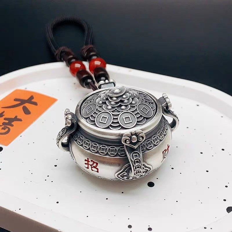 Rotating Treasure Bowl Pendant Lucky Wealth Ornament Vintage Handheld Piece