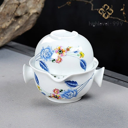 Ceramics Tea Set Include 1 Pot 1 Cup Porcelain Gaiwan Teapot Kung Fu Travel