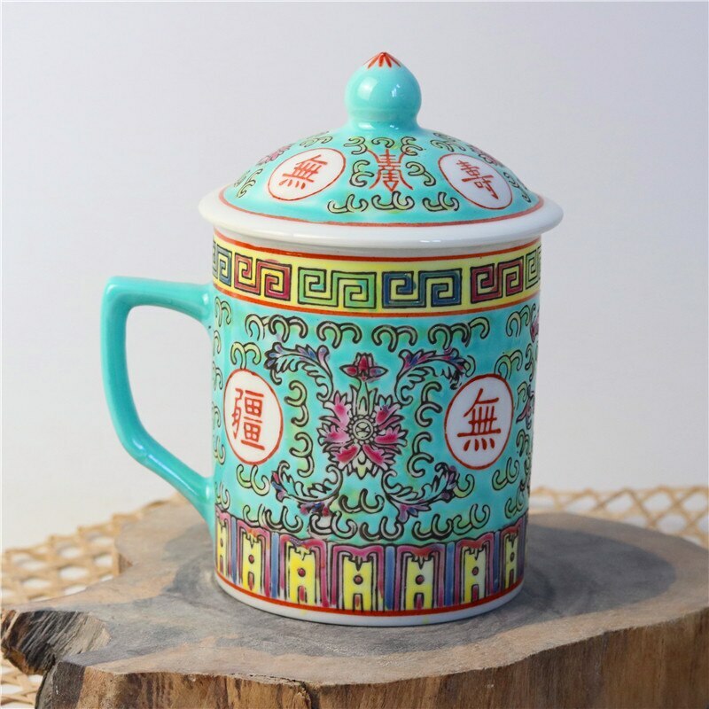 Chinese Traditional Retro Jingdezhen Ceramic Milk Coffee Mug Creative Tea Cup