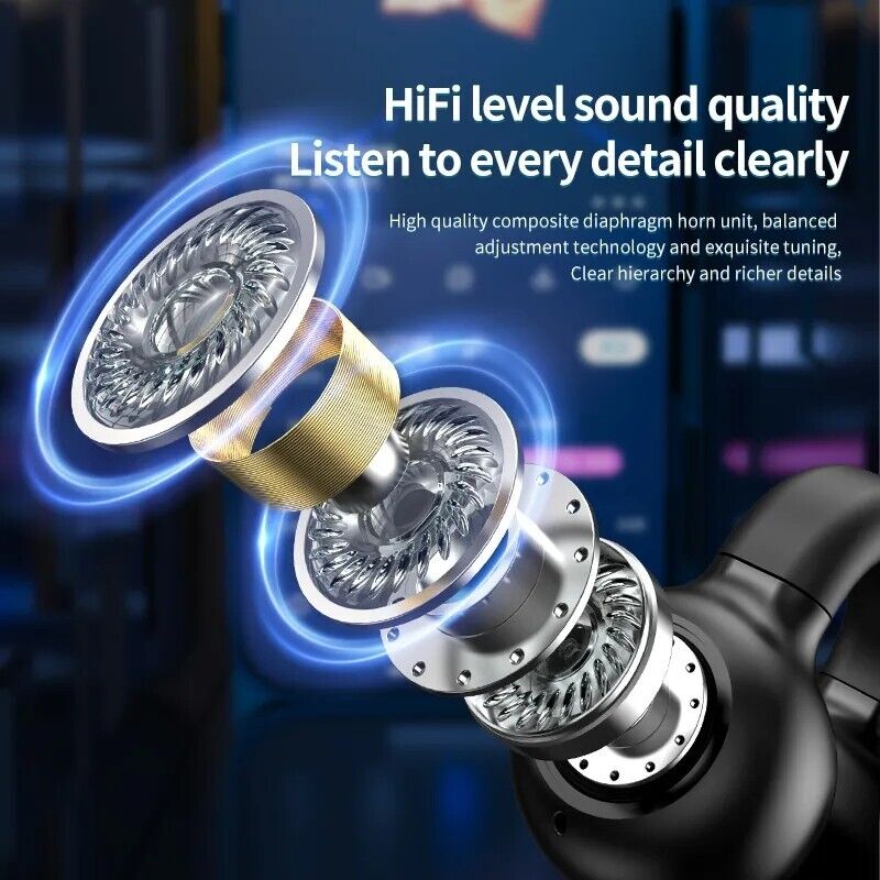 Ear Clip Wireless Bone Conduction Headphones Bluetooth 5.3 Earbuds Single 2023