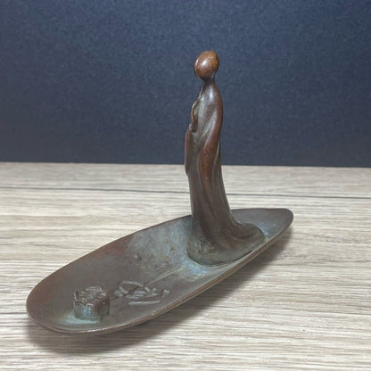 Enlightenment Zen Buddha Incense Holder Metal Cast Boat Stick Incense Tray
