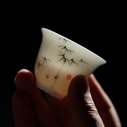 Handpainted Bamboo Tea Cup Chinese Porcelain Kungfu Tea Cup Ceramic Cup Of Tea