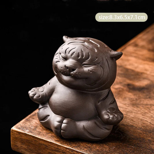 Purple Clay Tea Pet Handmade Sculpture Decor Tiger Statue Ornaments Tea Figurine