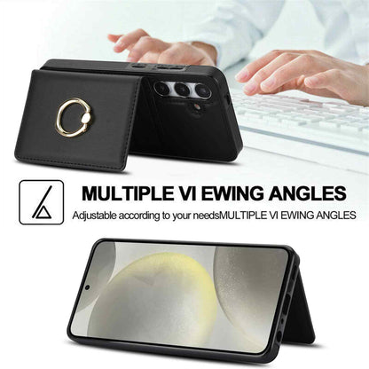 Wallet Case for Samsung Galaxy S24 FE with Card Holder & 360° Rotation Ring