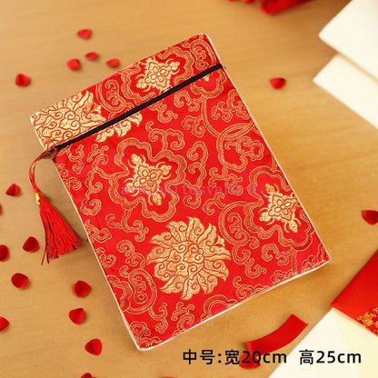 1PC Brocade Zipper Bag Warp Cloth Scripture Bag Jewelry Pouch