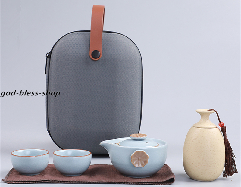 Tea Pot + 2 Tea Cups + Tea Canister + Portable Bag Ceramic Tea Set For Travel