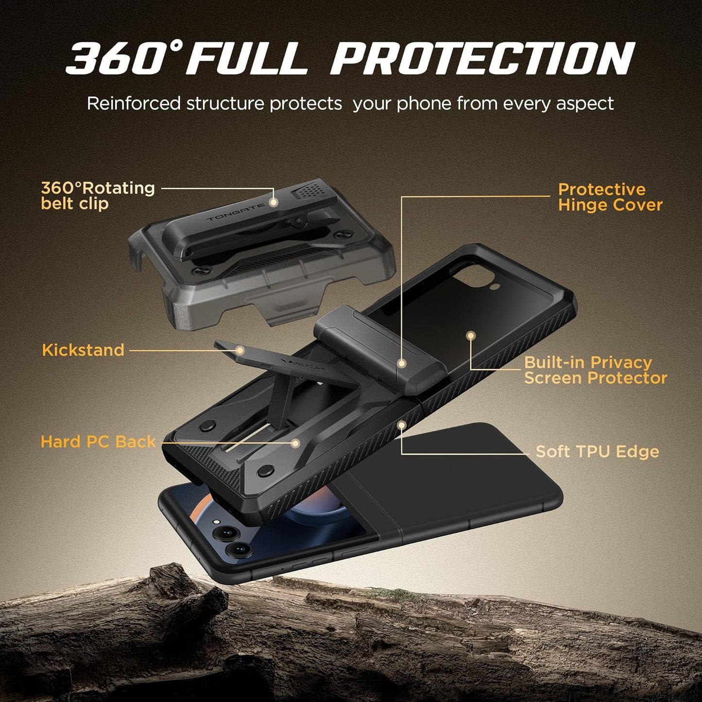 for Motorola Razr 2025/Razr 2024 Case with Privacy Screen Protector, [Stand & Be