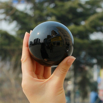 80MM Large Natural Black Obsidian Crystal Sphere Ball Healing Rock Stone + Stand