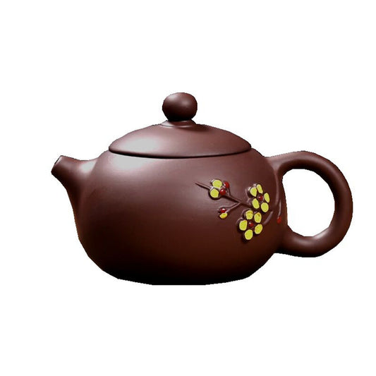 Chinese Yixing Zisha Clay Pottery Teapot Purple Handmade Plum Blossom Teakettle